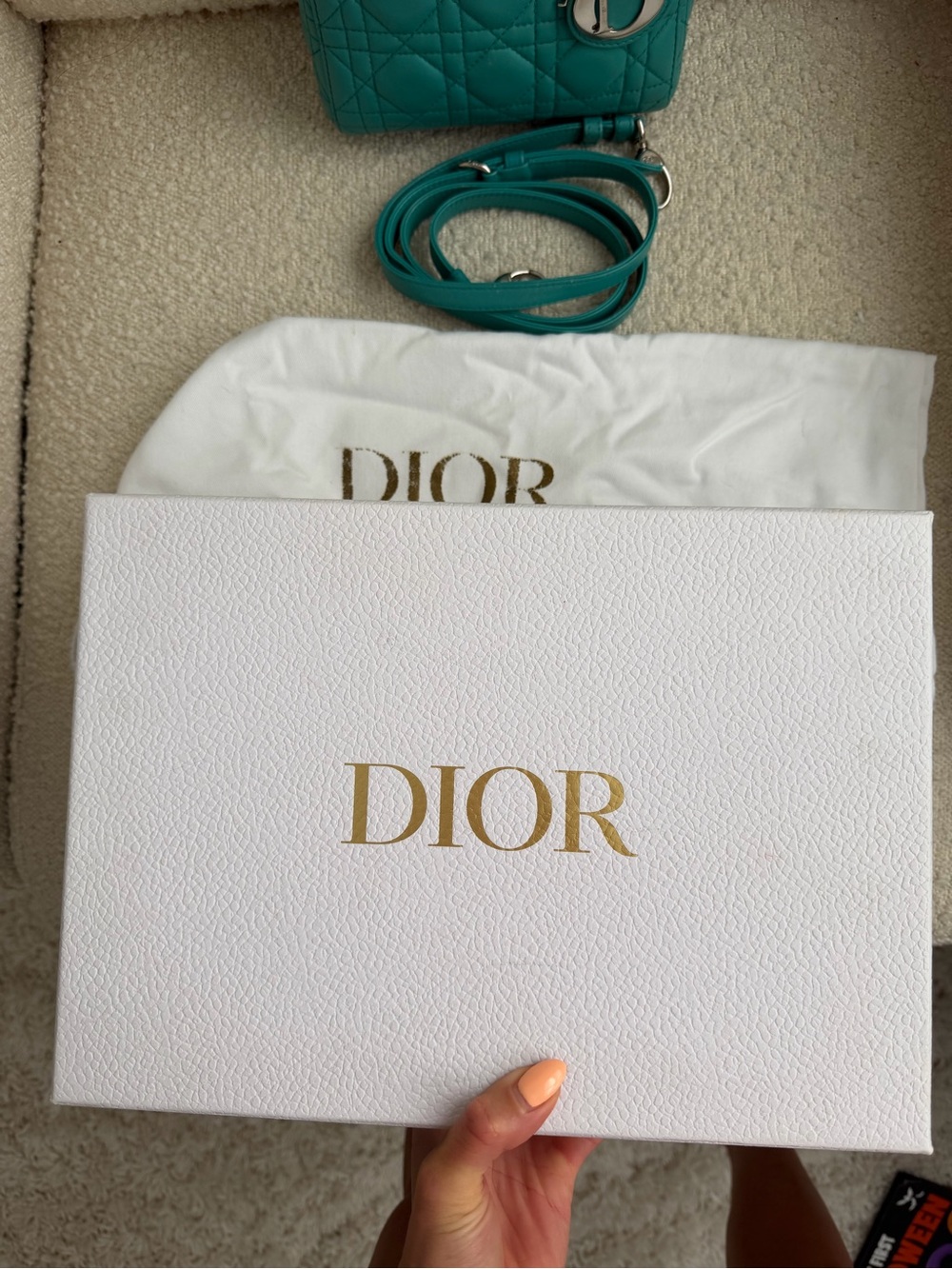 Lady Dior Mini Bag in Teal - Picture 3 of 16